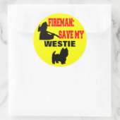 Sticker Rond Un pompier sauve mon chien Westin Sécurité incendi (Sac)