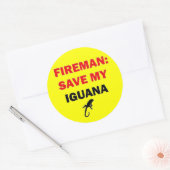Sticker Rond Un pompier sauve mon Iguana (Enveloppe)