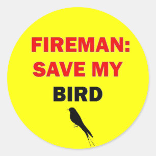 Sticker Rond Un pompier sauve mon oiseau