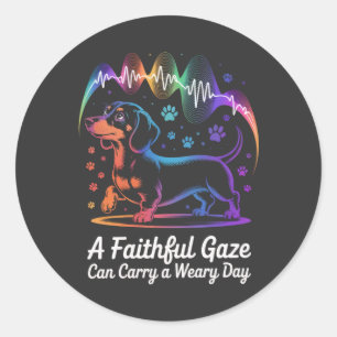 Sticker Rond Un regard fidèle de teckel peut porter une journée