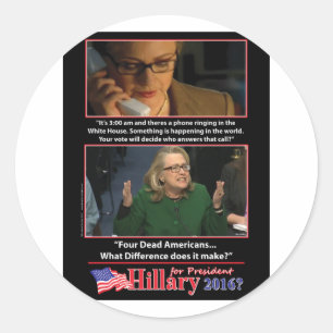 Sticker Rond Un regard sarcastique sur Hillary pour le présiden