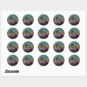 Sticker Rond Un robot et son bâton de chien (Feuille)