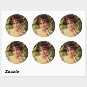 Sticker Rond Un Rose d'été (Feuille)