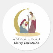 Sticker Rond Un Sauveur Naît Joyeuse Nativité De Noël (Devant)