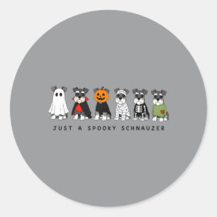 Sticker Rond Un Schnauzer Squelettique Drôle Fantôme Halloween