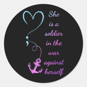 Sticker Rond Un soldat dans la guerre contre la prévention d'el