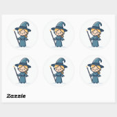 Sticker Rond Un sorcier (Feuille)