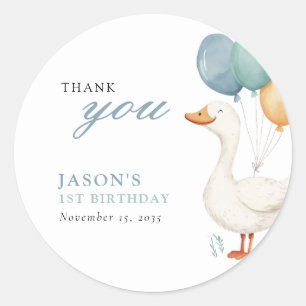 Sticker Rond Un sot Goose Boy 1er anniversaire
