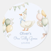 Sticker Rond Un sot Goose Boy 1er anniversaire (Devant)