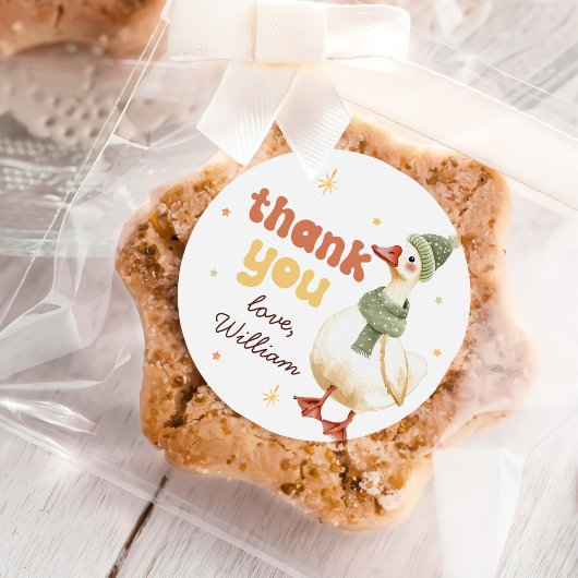 Sticker Rond Un sot oie Noël Vert 1er anniversaire