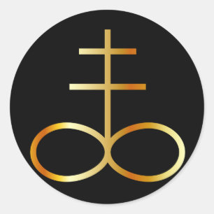 Sticker Rond Un symbole d'or de croix ou de soufre de navire