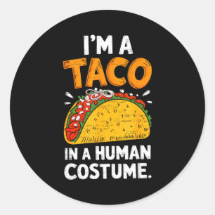 Sticker Rond Un taco dans un costume humain halloween cinco de 