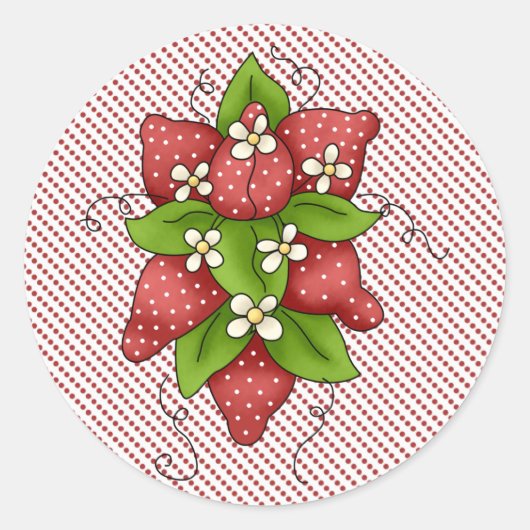 Sticker Rond Un tas de fraises (Devant)
