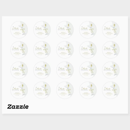 Sticker Rond Un Tini Un Peu Plus Ancien Cocktail Martini (Feuille)