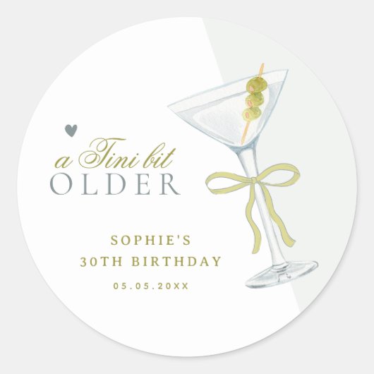 Sticker Rond Un Tini Un Peu Plus Ancien Cocktail Martini (Devant)