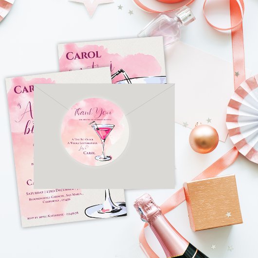 Sticker Rond Un Tini Un Peu Plus Ancien Martini Rose Merci Anni