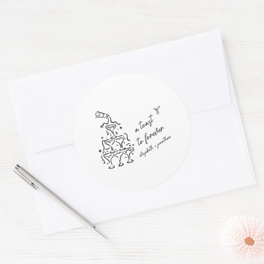 Sticker Rond Un toast pour un mariage éternel (Enveloppe)
