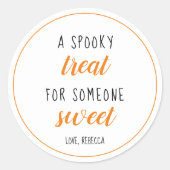 Sticker Rond Un traitement Éffrayant pour une Halloween sucrée (Devant)