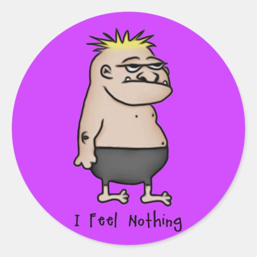 Sticker Rond Un type de caricature apathique (Devant)