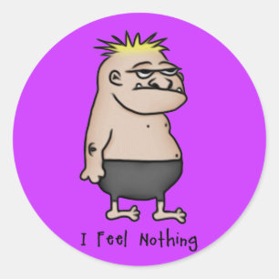 Sticker Rond Un type de caricature apathique