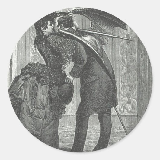 Sticker Rond Un vampire victorien/gothique à ailes baiser (Devant)