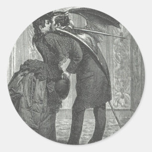 Sticker Rond Un vampire victorien/gothique à ailes baiser