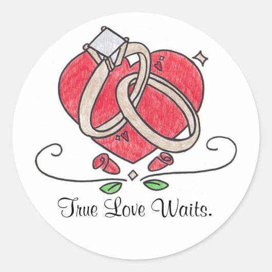 Sticker Rond Un Véritable Amour Attend. (Devant)