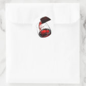 Sticker Rond Un verre de vin rouge (Sac)