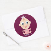 Sticker Rond Un visage de BÉBÉ délirant - rose (Enveloppe)
