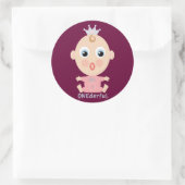 Sticker Rond Un visage de BÉBÉ délirant - rose (Sac)