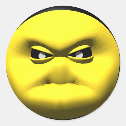 Sticker Rond Un visage jaune en colère. (Devant)