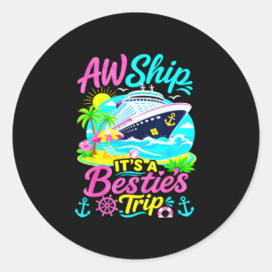 Sticker Rond Un voyage de meilleures amies en croisière équipag
