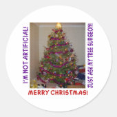 Sticker Rond Un vrai sapin de Noël (Devant)
