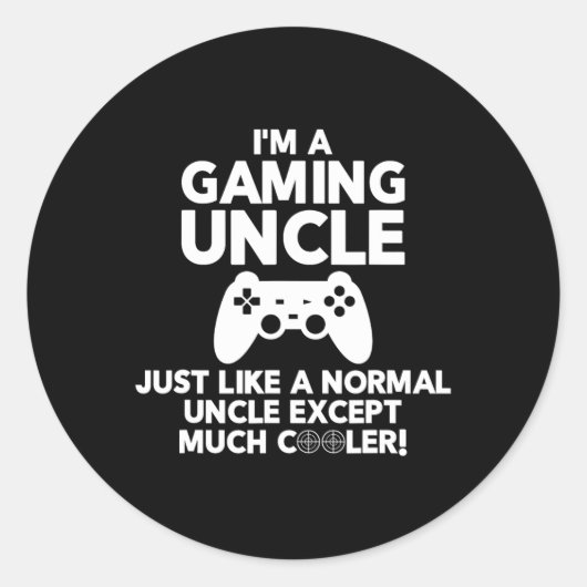Sticker Rond Uncle Gamer Funny Jeu Vidéo de jeu Shirts (Devant)