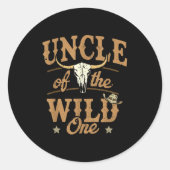 Sticker Rond Uncle Of The Wild One Cowboy Western Rodeo Party M (Devant)