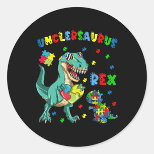 Sticker Rond Unclesaurus Sensibilisation sur l'autisme Oncle Di