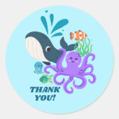 Sticker Rond Underwater Friends Party Child Birthday (Devant)