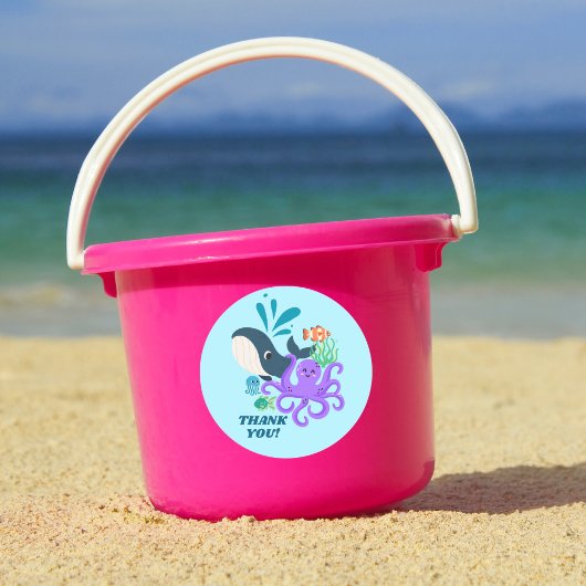 Sticker Rond Underwater Friends Party Child Birthday