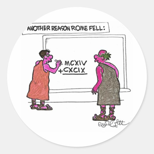 Sticker Rond Une autre raison Rome est tombé,,, chiffres romain (Devant)