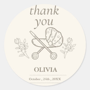 Sticker Rond Une aventure à la poussette Baby shower non sexi