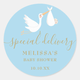 Sticker Rond Une Baby Shower/Distribution Spéciale Cigogne
