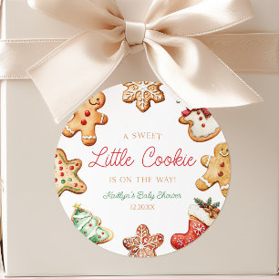 Sticker Rond Une Baby Shower Douce Petite Biscuit Pain d'Épice