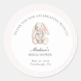 Sticker Rond Une Baby Shower Douce Rose Some Bunny