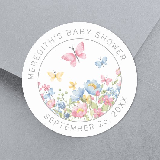 Sticker Rond Une Baby Shower Petite Fleur Sauvage
