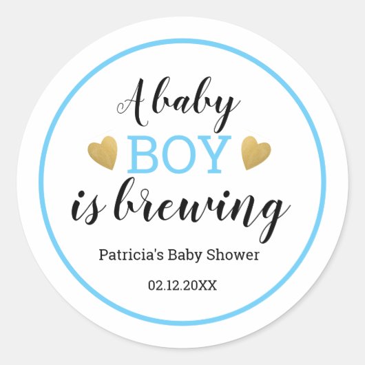 Sticker Rond Une Baby Shower pour un Bébé Garçon Merci (Devant)