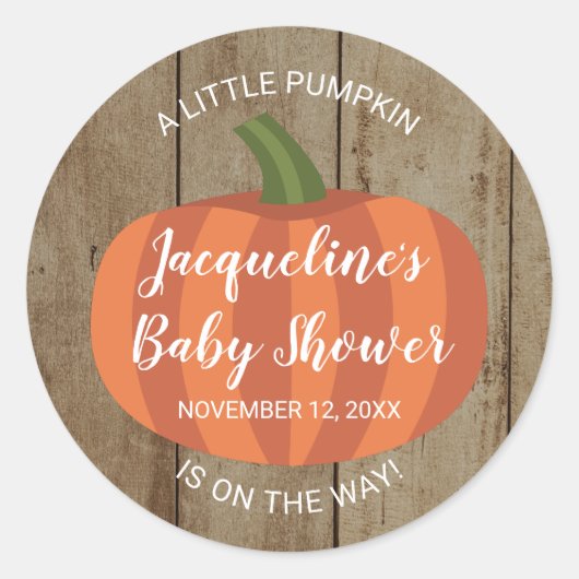 Sticker Rond Une Baby Shower rustique d'automne avec une petite (Devant)