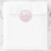 Sticker Rond Une Baby Shower / Sprinkle de cigogne de livraison (Sac)