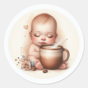 Sticker Rond Une Baby Shower "Un Bébé en Route"