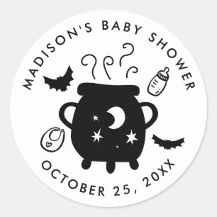 Sticker Rond Une Baby Shower 'Un Bébé se Prépare' pour Hallowee