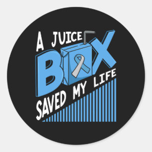 Sticker Rond Une boîte à jus sauvé ma vie Diabète Dm Blue Adult